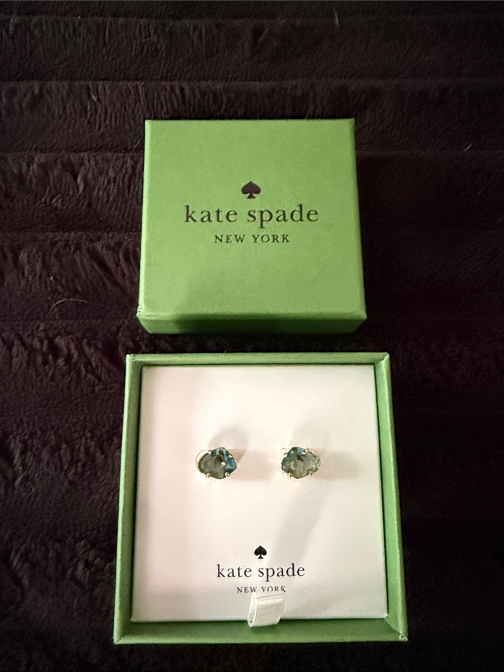kate spade gold-tone studs with pale green stones Color is treasure trove